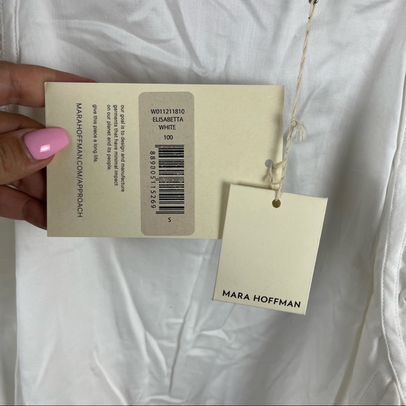 NWT Mara Hoffman Elisabetta White Dress Puff sleeve square neck Maxi size small - Picture 13 of 16